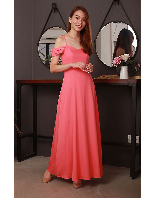 Ophelia Maxi Dress in Coral